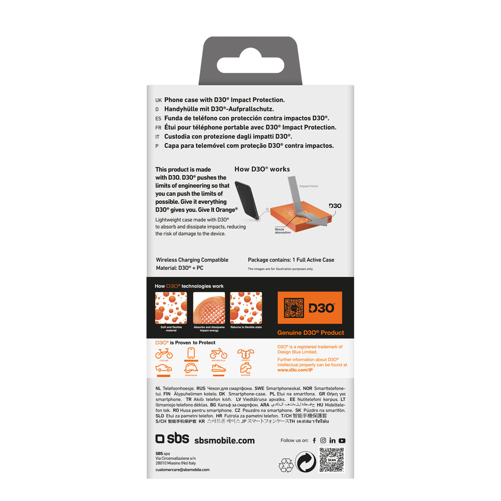 SBS Full Active D3O Case for iPhone 16 Pro Max - Black