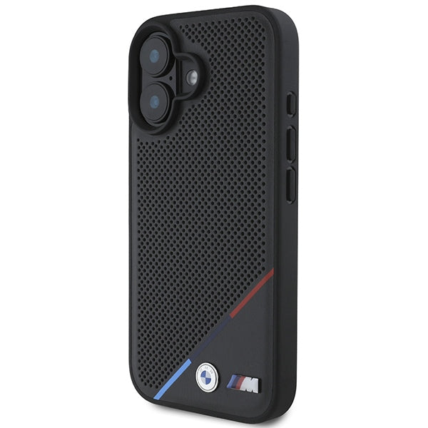 BMW M Perforated Tricolor Line MagSafe Case for iPhone 16 Plus - Black