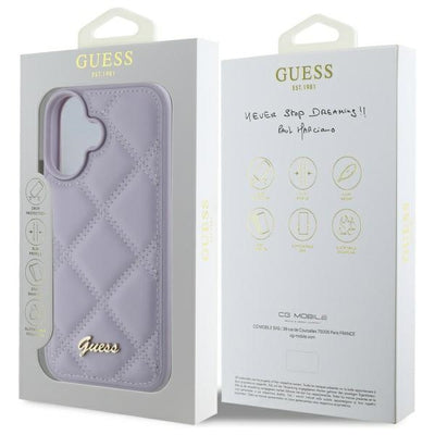 Guess Quilted Metal Logo case for iPhone 16 - light purple