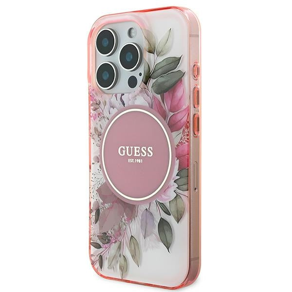 Guess IML Flower &amp; Tonal Circle MagSafe iPhone 16 Pro Max Case - Pink