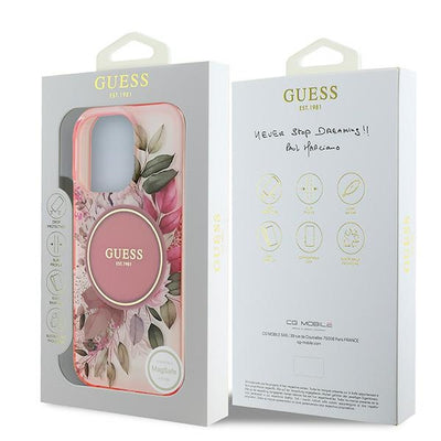 Guess IML Flower &amp; Tonal Circle MagSafe iPhone 16 Pro Max Case - Pink