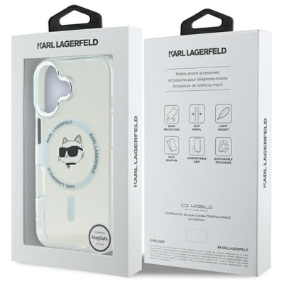 Karl Lagerfeld IML Metal Choupette Head MagSafe case for iPhone 16 Plus - white