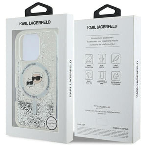 Karl Lagerfeld Liquid Glitter Karl &amp; Choupette Head Magsafe Case for iPhone 16 Pro Max - Clear