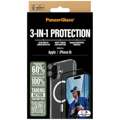 PanzerGlass Bundle 3in1 iPhone 16 6.1" D3O Hardcase + Screen Protector UWF+ Lens B1291+2861+1283