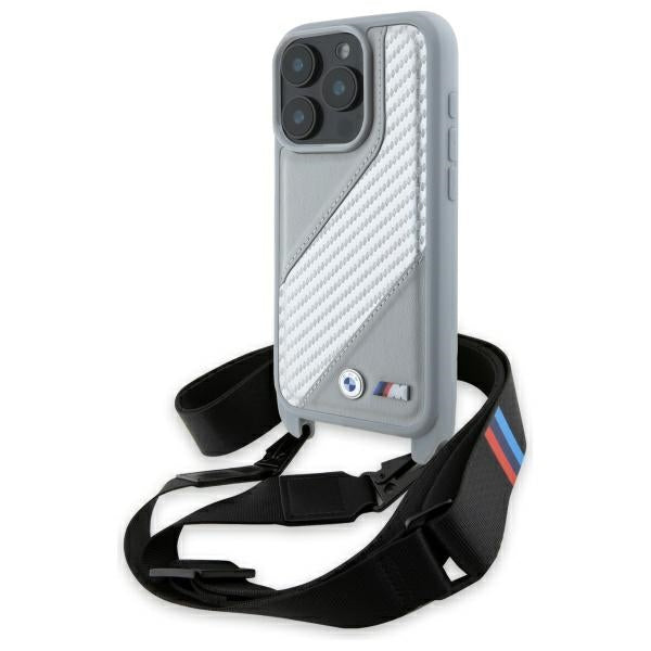 BMW M Edition Carbon Stripe &amp; Strap iPhone 16 Pro Case - Gray