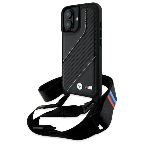 BMW M Edition Carbon Stripe &amp; Strap iPhone 16 Plus Case - Black