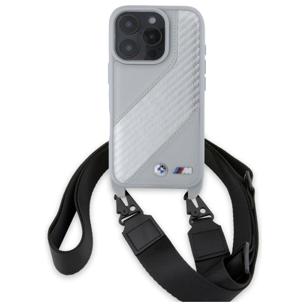 BMW M Edition Carbon Stripe &amp; Strap iPhone 16 Pro Max Case - Gray