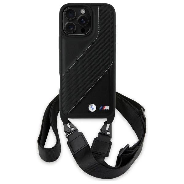 BMW M Edition Carbon Stripe &amp; Strap Case for iPhone 16 Pro Max - Black