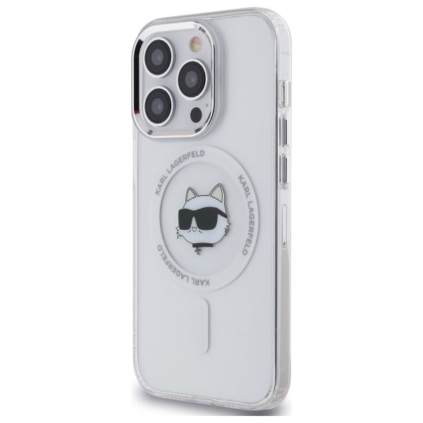 Karl Lagerfeld IML Metal Choupette Head MagSafe iPhone 13 Case - White