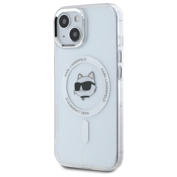 Karl Lagerfeld IML Metal Choupette Head MagSafe iPhone 15 Case - White