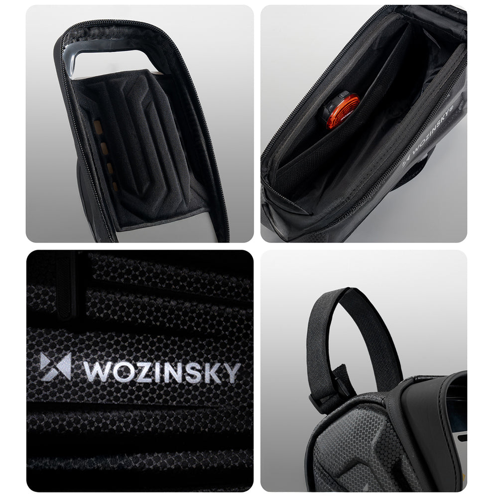 Wozinsky bicycle bag for the frame, armored, with a phone pocket, 1.7 l - black