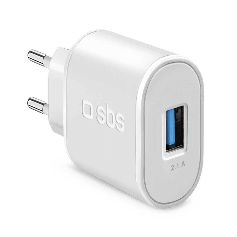 SBS TETR1USB2AWFAST 10W USB-A sieninis įkroviklis – baltas