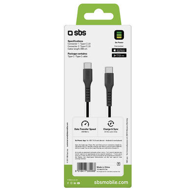 SBS TECABLETCC3M USB-C - USB-C 3m Cable - Black