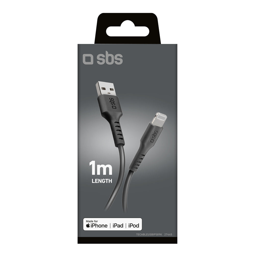 SBS TECABLEUSBIP589K USB-A - Lightning kabelis 1 m, MFi sertifikuotas - juodas