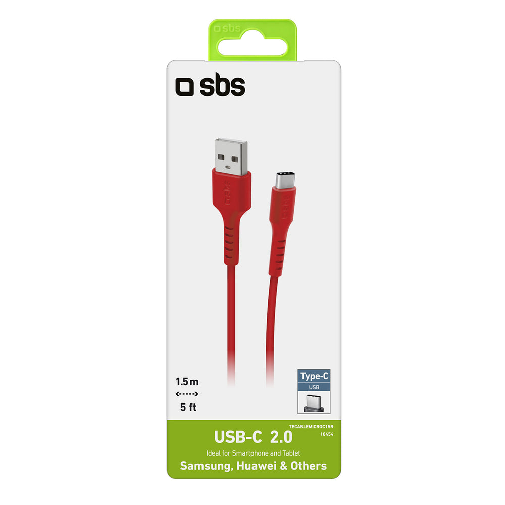 SBS TECABLEMICROC15R USB-A - USB-C Cable 1.5m - Red