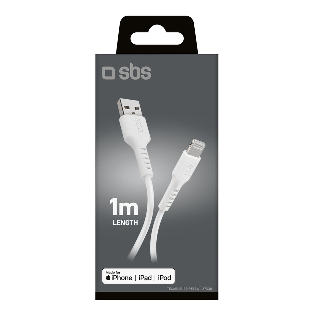 SBS TECABLEUSBIP589W USB-A – Lightning kabelis – baltas