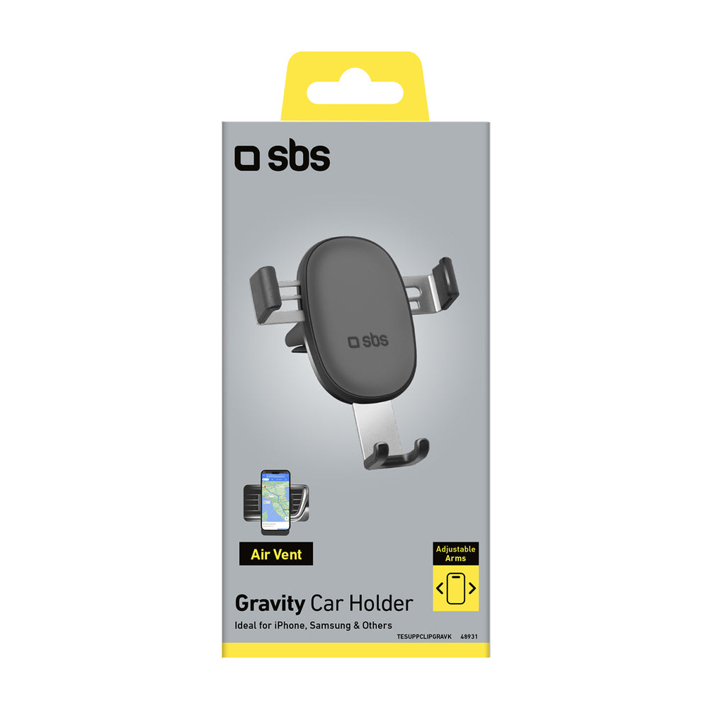 SBS TESUPPCLIPGRAVK išmaniojo telefono laikiklis oro išleidimo angai, gravitacijos funkcija – juodas