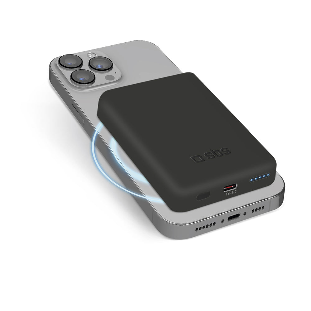 SBS TEBB5000MAG1CK Wireless Power Bank 5000 mAh USB-C, MagSafe Compatible - Black