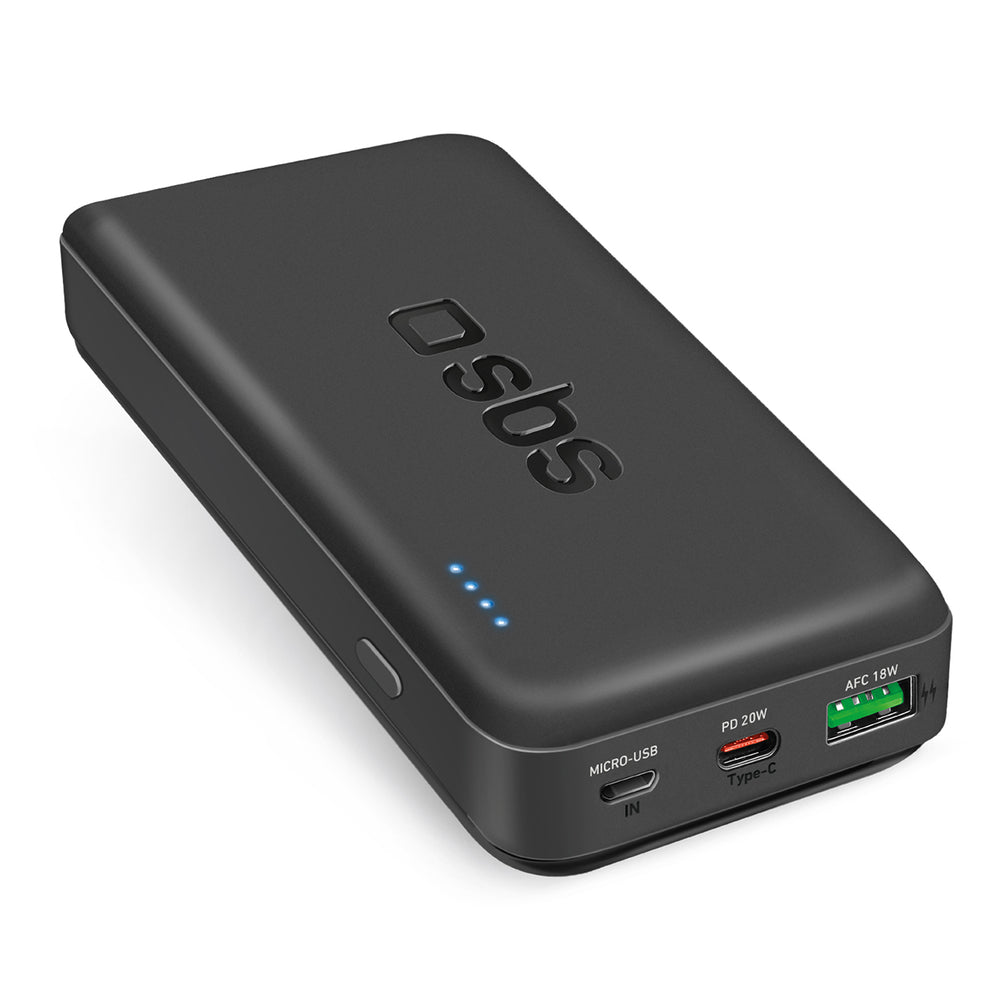Nešiojamoji baterija SBS TTBB20000PD20K 20000 mAh 20W PD USB-C, USB-A, Micro USB - juoda