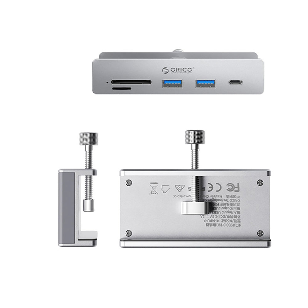 Orico MH5PC Hub Clamp-Mounted USB-C / 2x USB-A 3.2 + 1x USB-C 3.2 + 1x SD&amp;TF - Silver