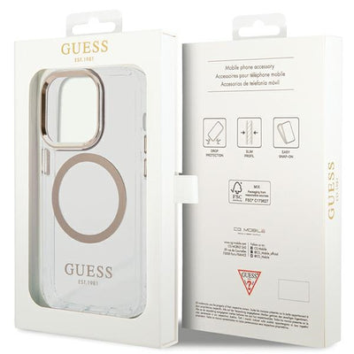 Guess Metal Outline MagSafe case for iPhone 15 Pro - gold