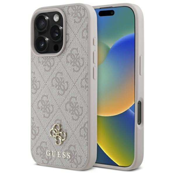 „Guess“ mažas klasikinis „MagSafe iPhone 16 Pro“ dėklas – rožinis 