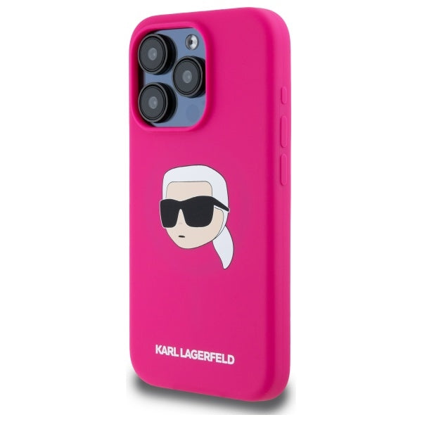 Karl Lagerfeld KLHMP15LSKHPPPLF iPhone 15 Pro 6.1" fuchsia/fuschia hardcase Silicone Karl Head Print MagSafe