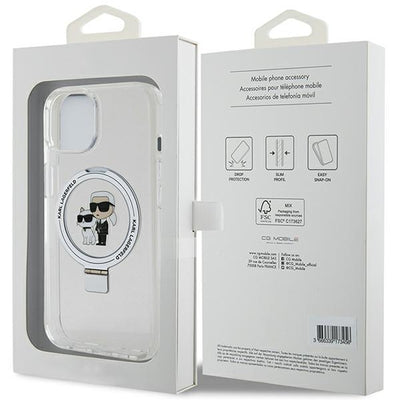 Karl Lagerfeld KLHMP15SHMRSKCH iPhone 15 / 14 / 13 6.1" white/white hardcase Ring Stand Karl&amp;Choupette MagSafe