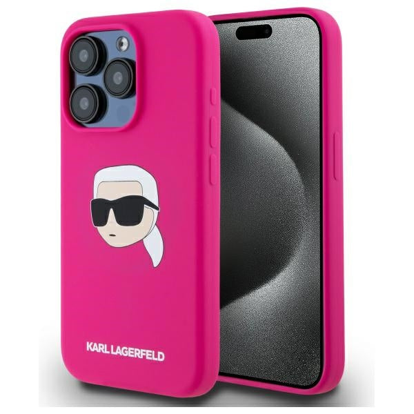 Karl Lagerfeld KLHMP15XSKHPPLF iPhone 15 Pro Max 6.7" fuchsia/fuschia hardcase Silicone Karl Head Print MagSafe