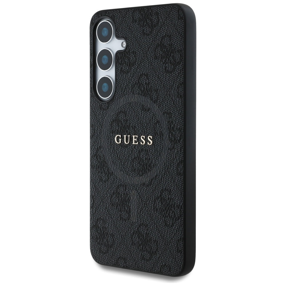 Guess Leather 4G Colored Ring Classic Logo MagSafe Case Samsung Galaxy S25 Plus black