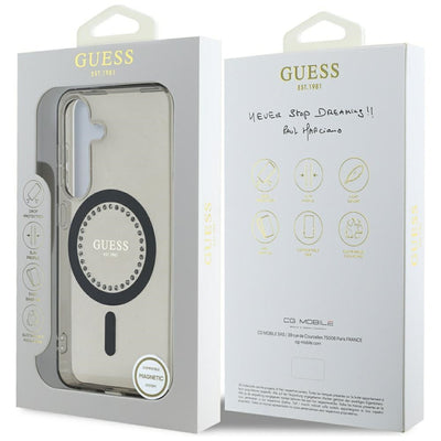 Guess Rhinestones Printed Classic Logo MagSafe Samsung Galaxy S25 case black