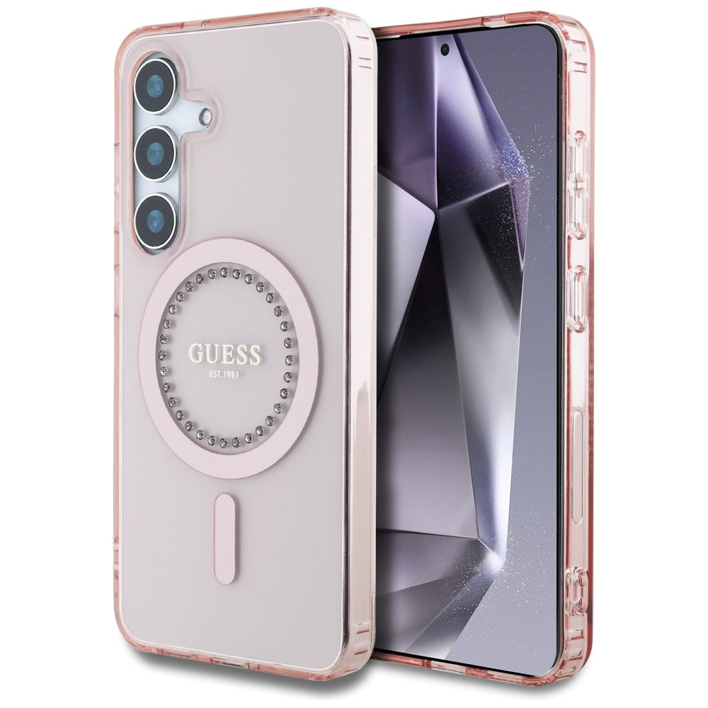 Guess Rhinestones Printed Classic Logo MagSafe Samsung Galaxy S25 case
