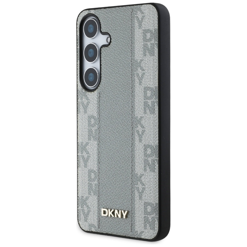 DKNY Leather Checkered Pattern MagSafe case for Samsung Galaxy S25 taupe