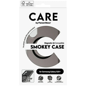 CARE by PanzerGlass Flagship Urban Combat Black QI Case for Samsung Galaxy S25+ - Semi-transparent Smoke