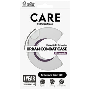 CARE by PanzerGlass Flagship Urban Combat Purple QI Case for Samsung Galaxy S25+ - Transparent