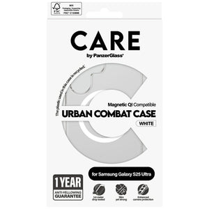 CARE by PanzerGlass Flagship Urban Combat White QI Case for Samsung Galaxy S25 Ultra - Transparent