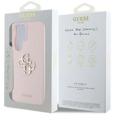 Guess Silicone Big 4G Logo Bottom Script Case for Samsung Galaxy S25 Ultra - Pink