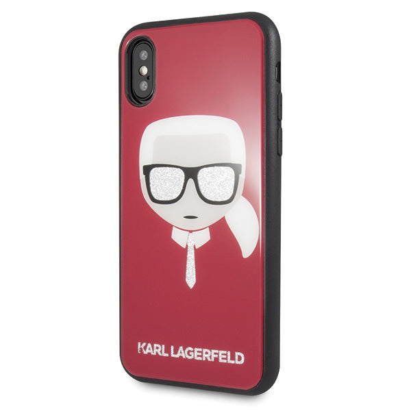 Karl Lagerfeld Iconic Glitter Karl`s Head iPhone X / Xs Case - Red