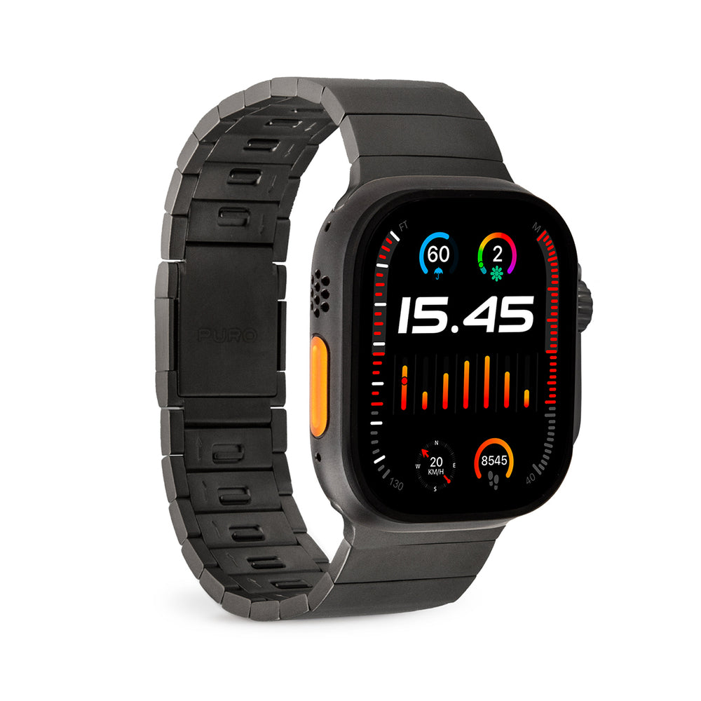 „Puro TITAN“ nerūdijančio plieno „Apple Watch“ apyrankė, 42/44/45/49 mm – juoda