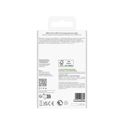 Puro 10W TPE USB-A - USB-C Cable 2m - White