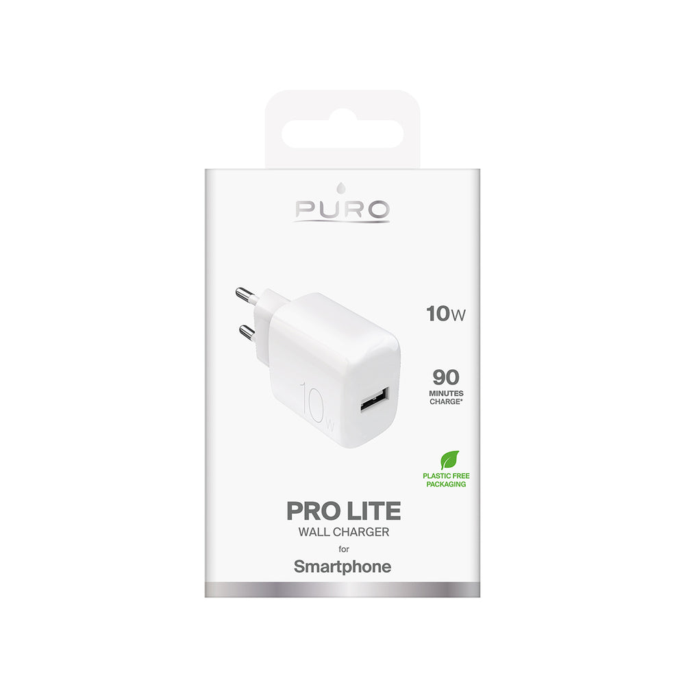 „Puro PROLITE“ 10 W USB-A sieninis įkroviklis – baltas