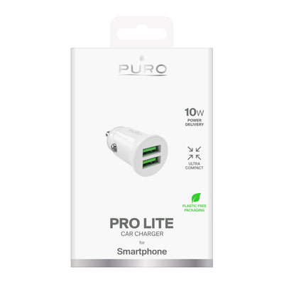 Puro Pro Lite Car Charger 2x USB-A 10W - White