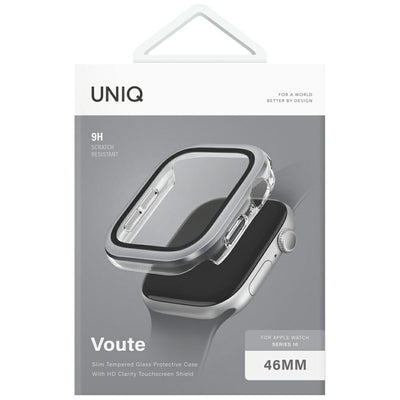 Uniq Voute tempered glass case for Apple Watch 10 46 mm - silver
