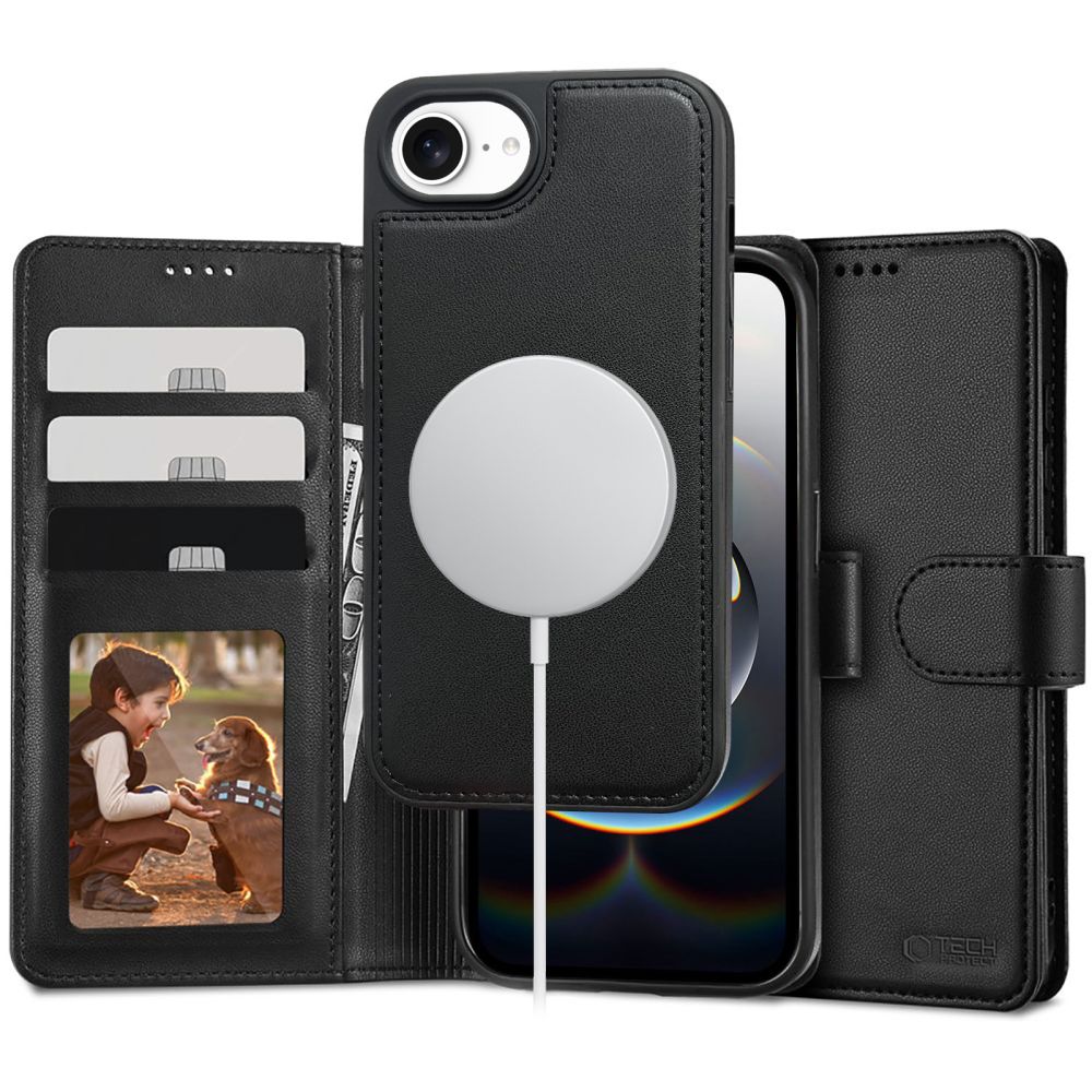 Tech-Protect Wallet MagSafe iPhone 16e Case - Matte Black