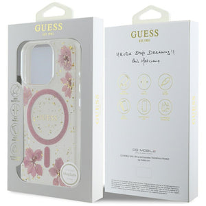 Guess Resin Flowers MagSafe iPhone 16 Pro Max Case - Pink