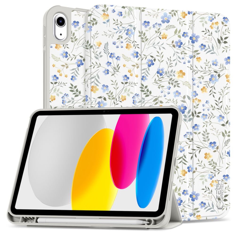 Tech-Protect SC Pen Case for iPad 10.9" 2022 (10th gen.) / 11" 2025 (11th gen.) - Daisies with Leaves