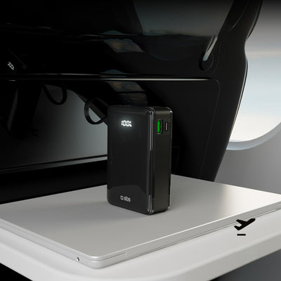 Powerbank SBS 20000 mAh 20W with built-in USB-C cable and digital display - black