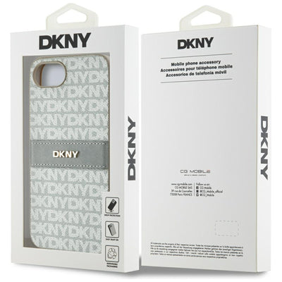 DKNY Repeat Texture Pattern with Tonal Stripe iPhone 16e Case - Beige