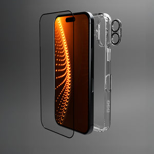 SBS set with D3O technology for iPhone 16 - case + glass screen and camera protector - transparent
