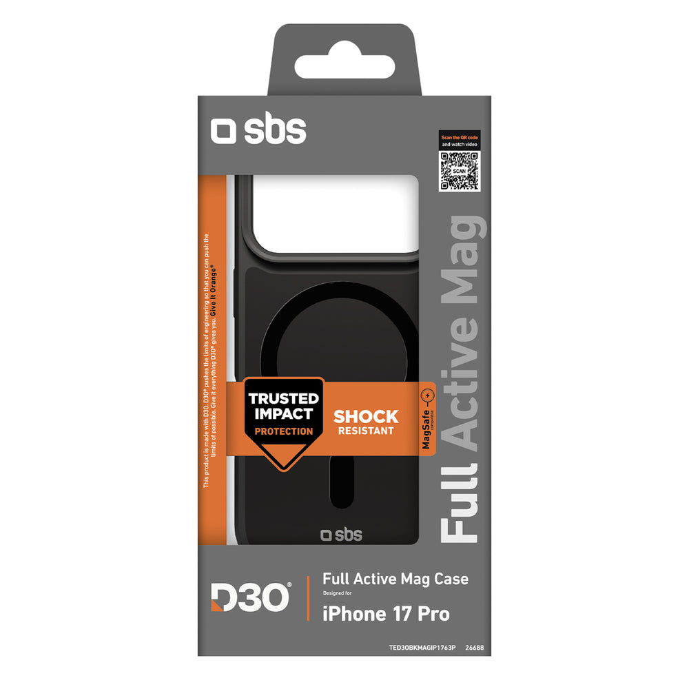 SBS Full Active Mag Case with D3O Technology for iPhone 17 Pro Max - Black